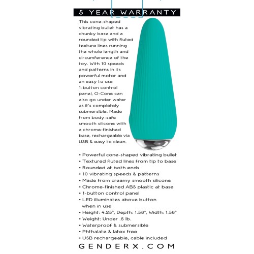 Gender X O-Cone Vibrating Bullet - Teal