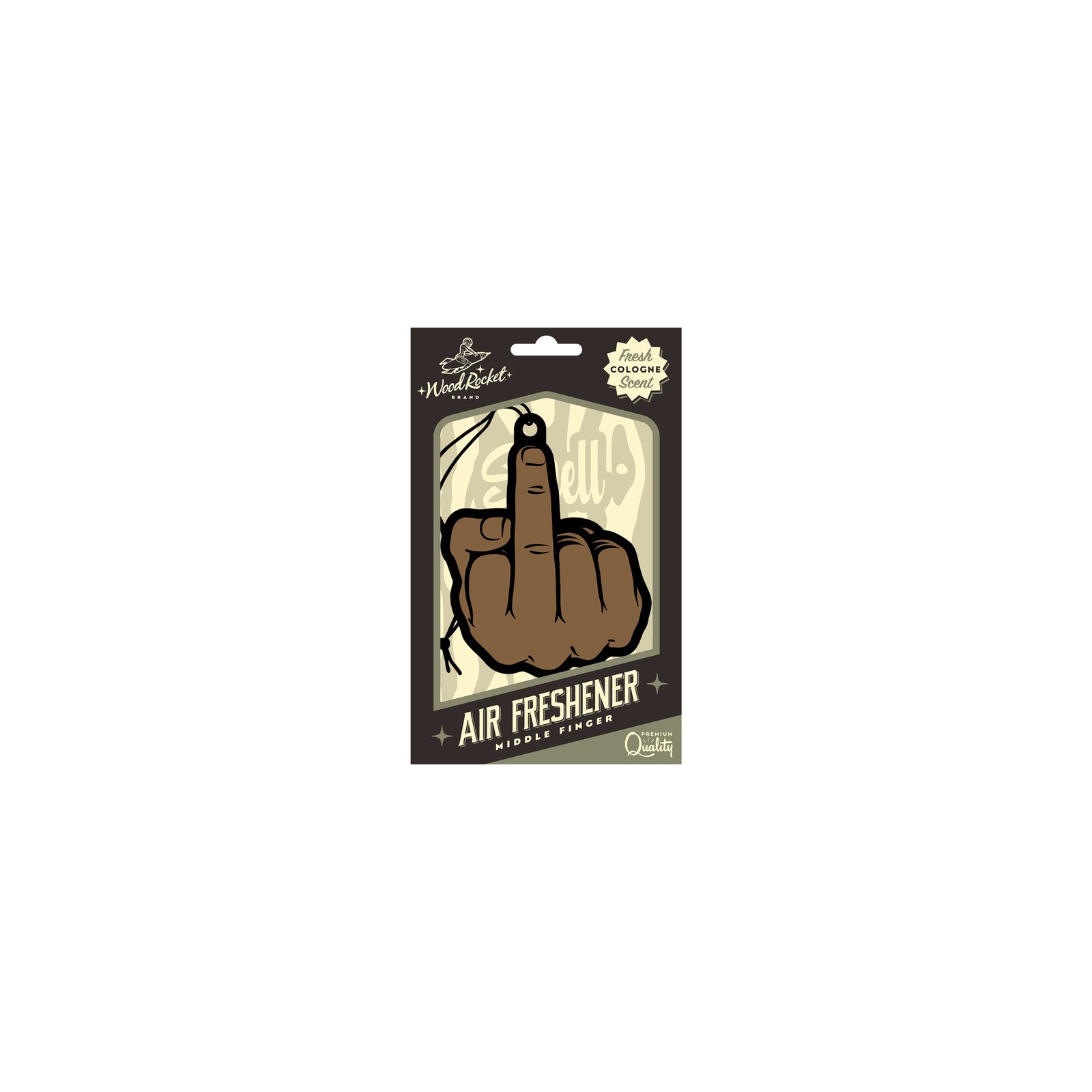 Wood Rocket Air Freshener Middle Finger Brown