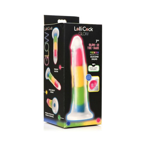 Glow in the Dark Rainbow Lollicock Dildo 7 Inches