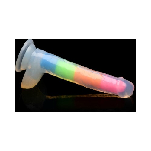 Dildo de Silicona Lollicock 7 in. Arcoíris Brilla en la Oscuridad - Diversión y Placer