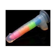 Dildo de Silicona Lollicock 7 in. Arcoíris Brilla en la Oscuridad - Diversión y Placer