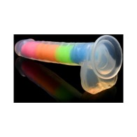 Dildo de Silicona Lollicock 7 in. Arcoíris Brilla en la Oscuridad - Diversión y Placer