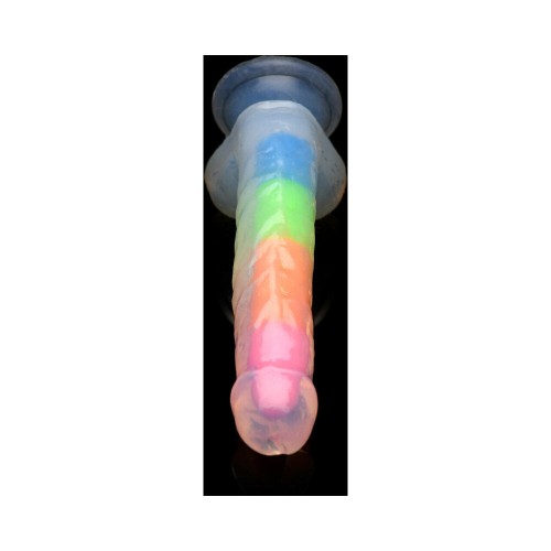 Dildo de Silicona Lollicock 7 in. Arcoíris Brilla en la Oscuridad - Diversión y Placer