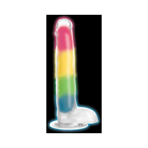 Dildo de Silicona Lollicock 7 in. Arcoíris Brilla en la Oscuridad - Diversión y Placer