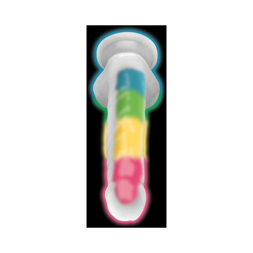 Dildo de Silicona Lollicock 7 in. Arcoíris Brilla en la Oscuridad - Diversión y Placer