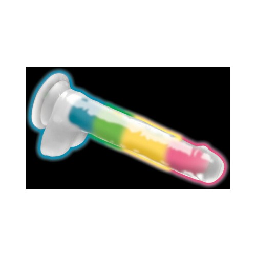 Dildo de Silicona Lollicock 7 in. Arcoíris Brilla en la Oscuridad - Diversión y Placer