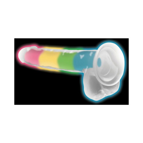 Dildo de Silicona Lollicock 7 in. Arcoíris Brilla en la Oscuridad - Diversión y Placer