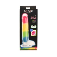 Dildo de Silicona Lollicock 7 in. Arcoíris Brilla en la Oscuridad - Diversión y Placer