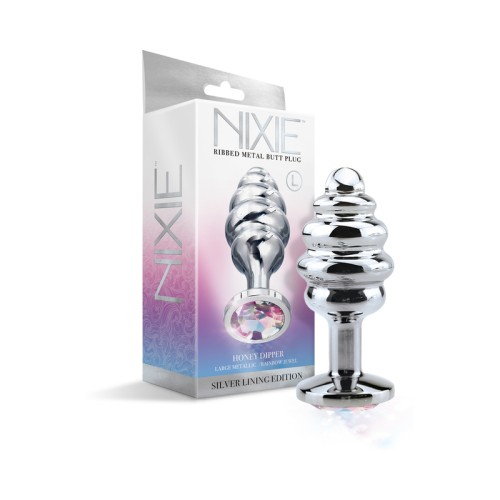 Nixie Ribbed Metal Butt Plug for Pleasure