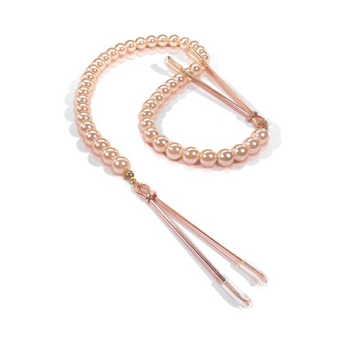 Nixie Pearl Drop Beaded Tweezer Nipple Clamps Rose Gold