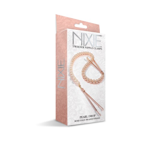 Nixie Pearl Drop Beaded Tweezer Nipple Clamps Rose Gold