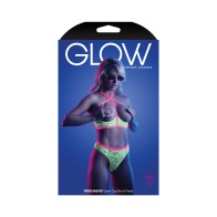 Conjunto de Sujetador Cage y Panty Abierto Glow Persuasive Fantasy Lingerie Verde Neón M/L