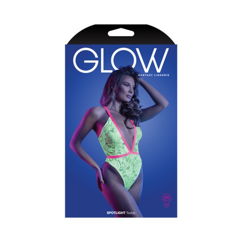 Fantasy Lingerie Glow Lace Teddy Neon Green