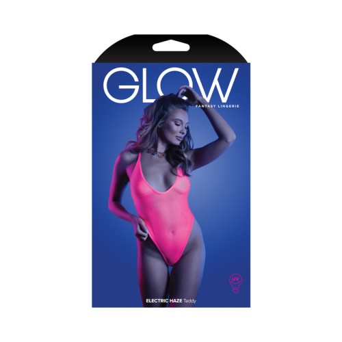 Teddy Neon Rosa Criss Cross de Fantasy Lingerie Glow Electric Haze S/M