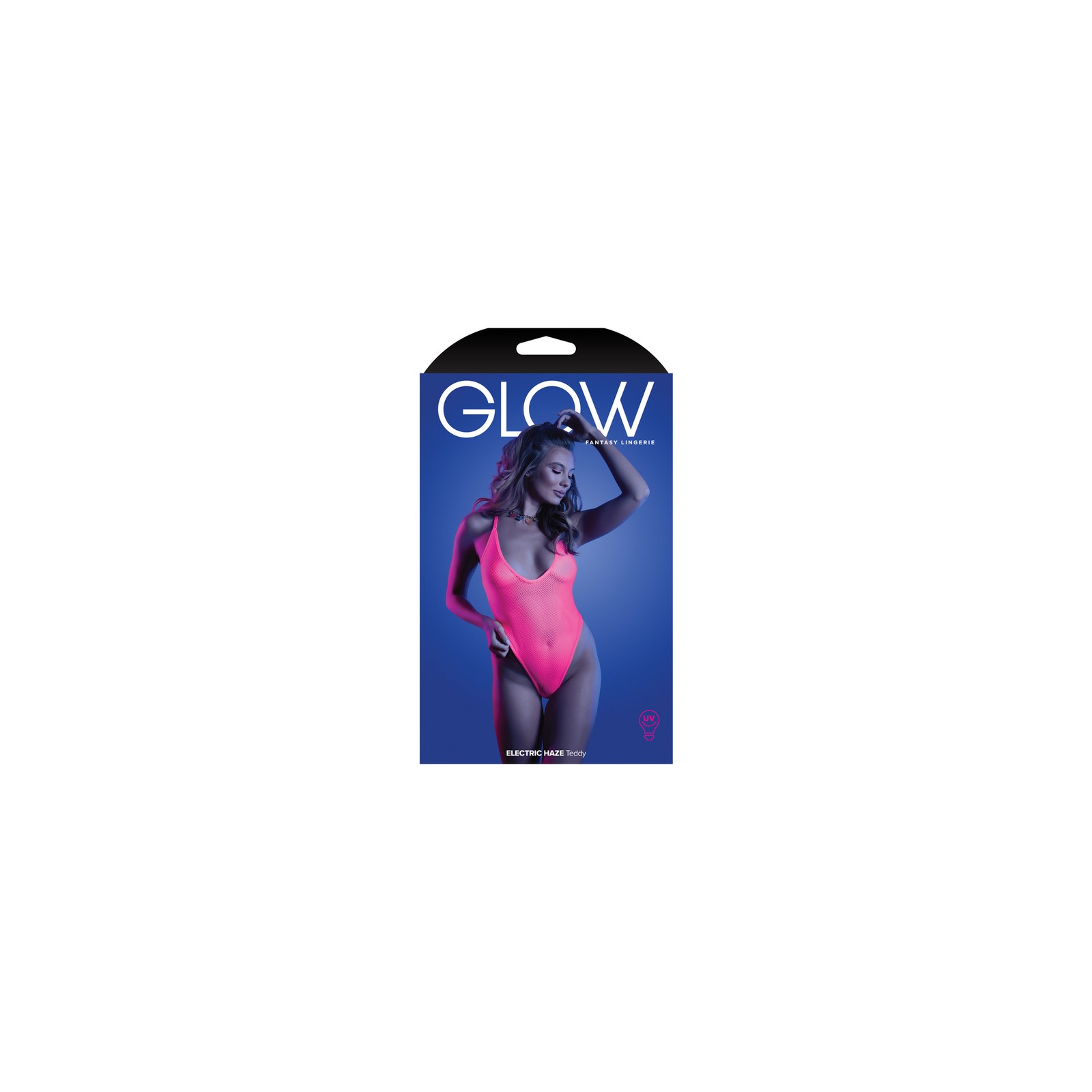 Fantasy Lingerie Glow Electric Haze Criss Cross Back Teddy Neon Pink S/M