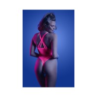 Fantasy Lingerie Neon Pink Teddy - Vibrant Elegance