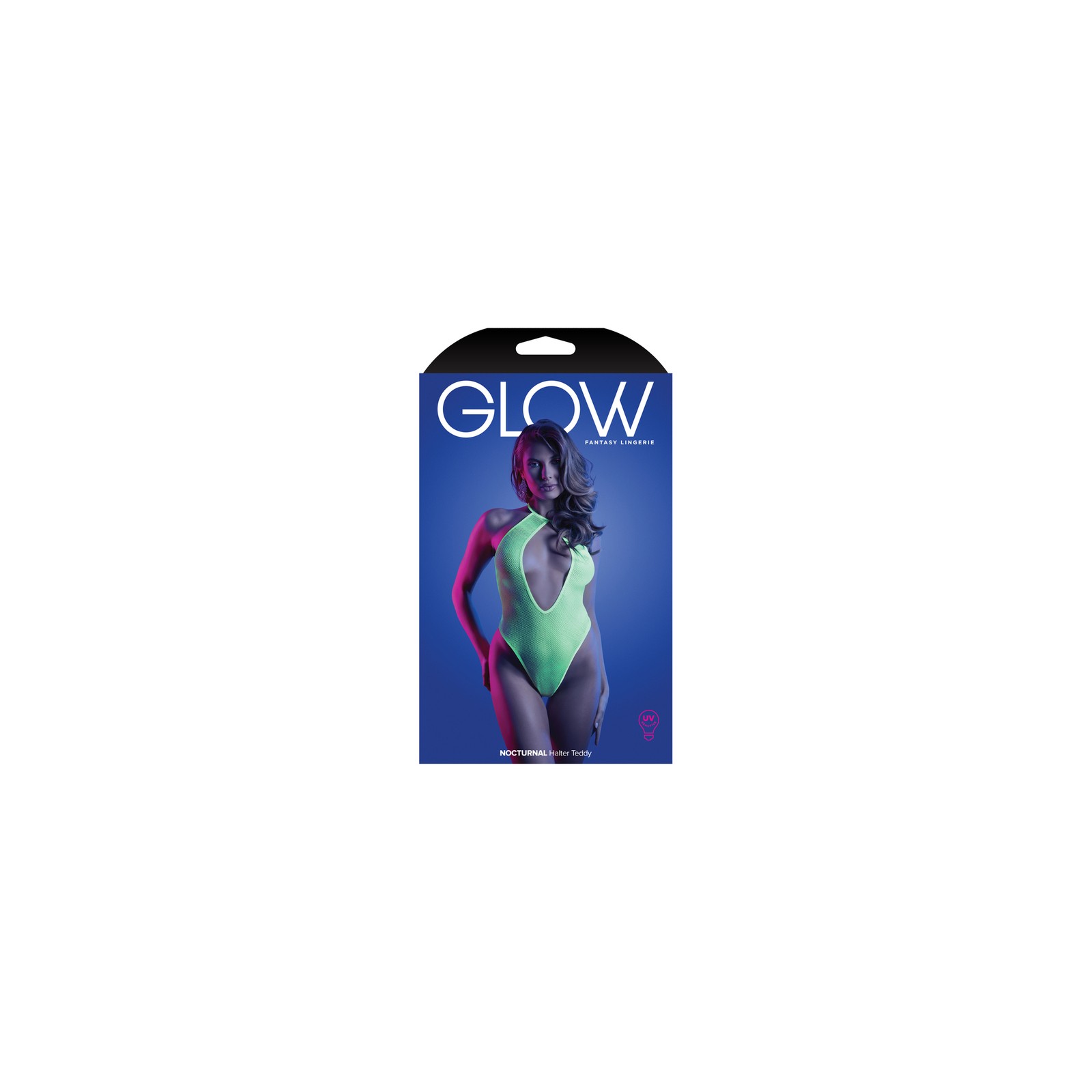 Fantasy Lingerie Glow Nocturnal Halter Teddy Neon Lemon - L/XL