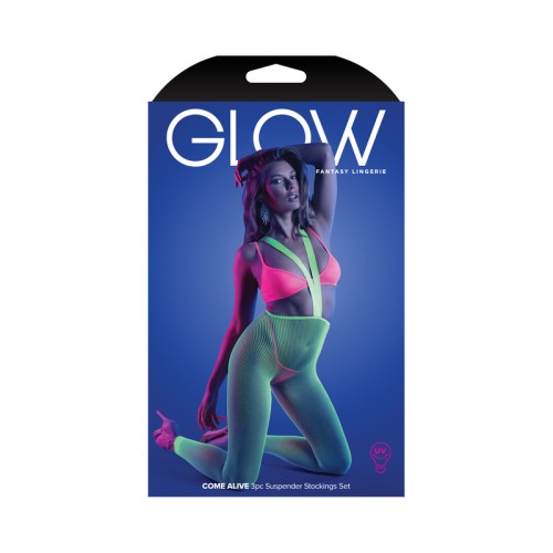 Fantasy Lingerie Glow Come Alive Set - Verde Neón