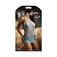 Quimono de Encaje Vixen y Tanga Azul Claro L/XL