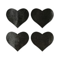 Pastease Petites Liquid Hearts Nipple Pasties Black 2-Pack