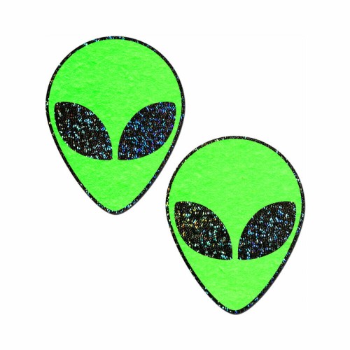 Glow-in-the-Dark Glitter Alien Nipple Pasties