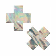 Pastease Holographic Crosses Nipple Pasties Plateado