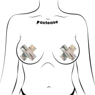 Pastease Holographic Crosses Nipple Pasties Plateado