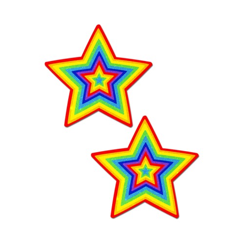 Glossy Rainbow Glitter Pumping Star Pasties