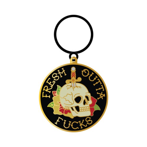 Fresh Outta Fucks Skull Keychain