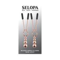 Selopa Beaded Nipple Clamps Rose Gold