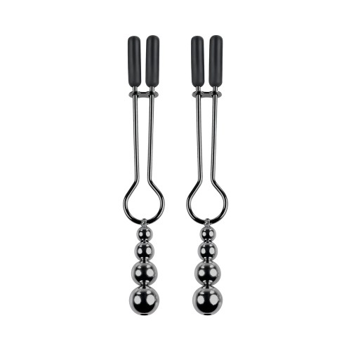 Beaded Nipple Clamps Stainless Steel Black Chrome