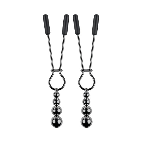 Beaded Nipple Clamps Stainless Steel Black Chrome