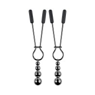 Beaded Nipple Clamps Stainless Steel Black Chrome