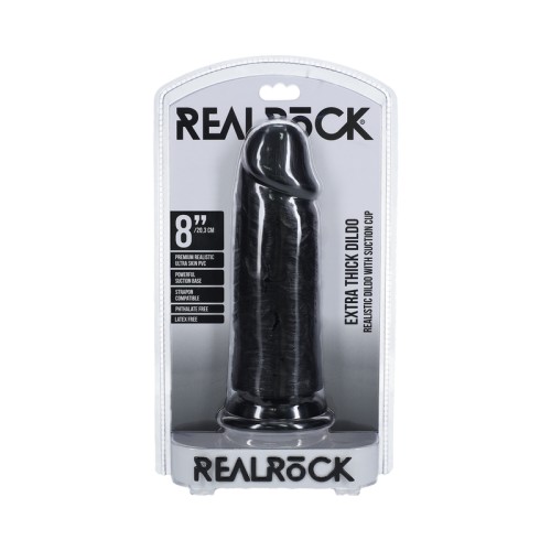 Dildo Extra Grueso de 8 in. RealRock Negro