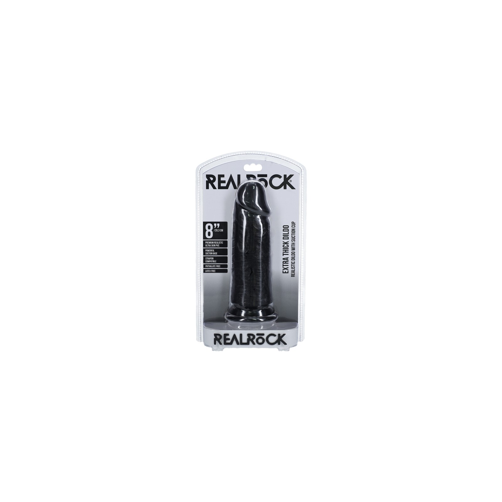 Dildo Extra Grueso de 8 in. RealRock Negro