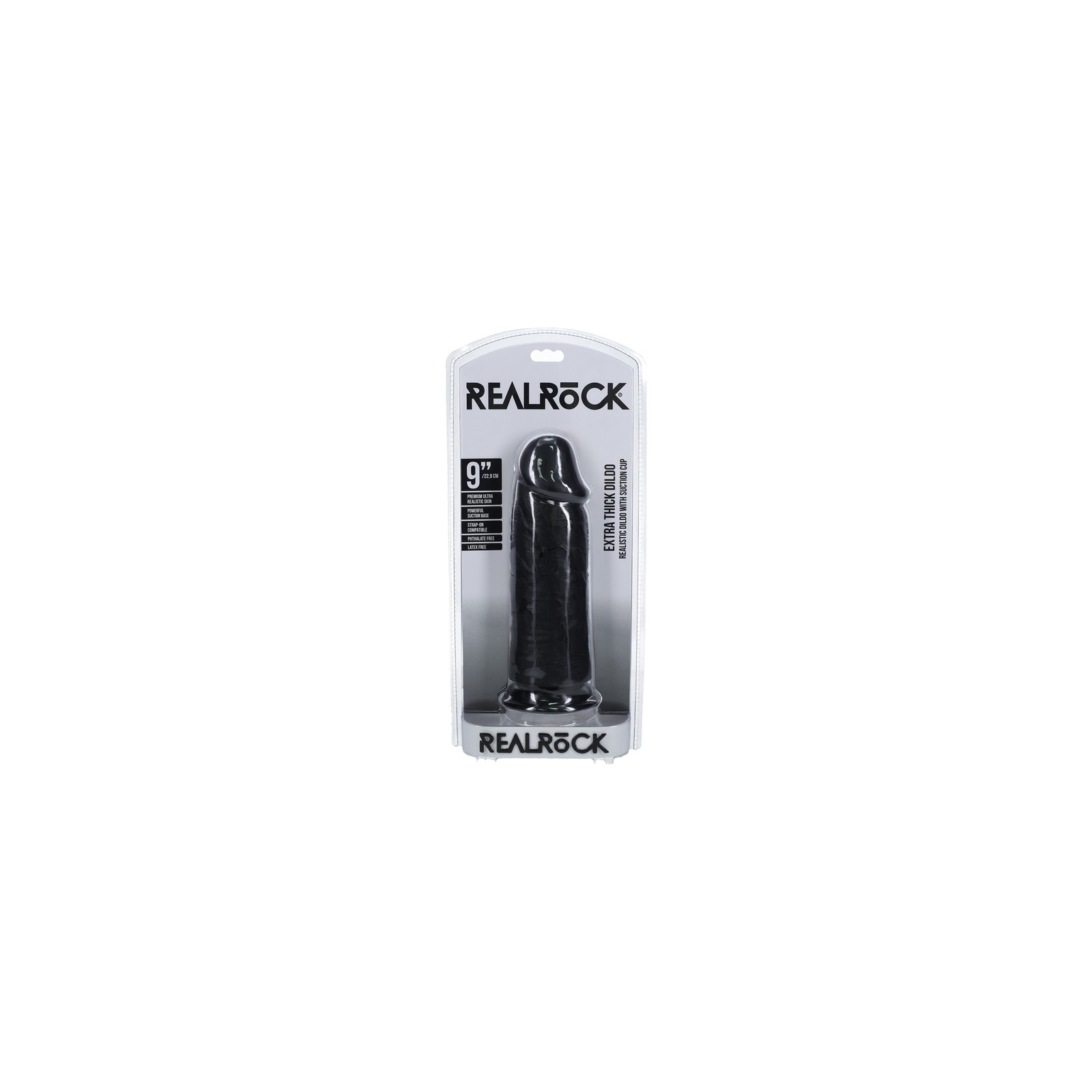 Dildo RealRock Extra Grueso de 9 in. Negro