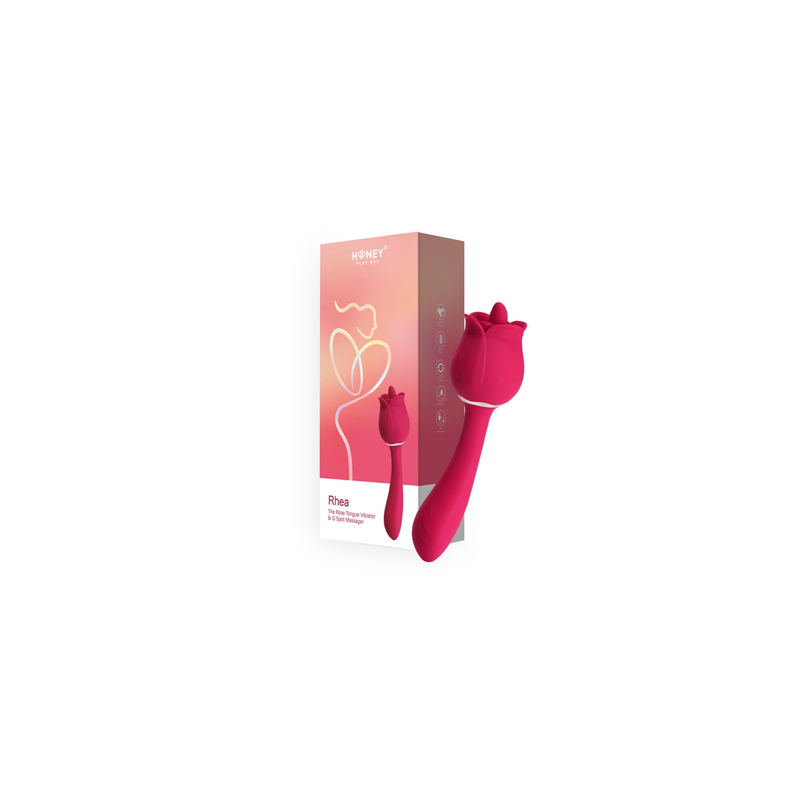 Rhea The Rose Vibrador Lingüístico y Masajeador de Punto G Rojo de Honey Play Box