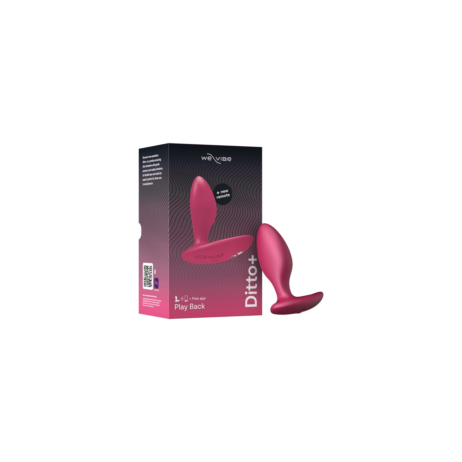 We-Vibe Ditto+ Plug Anal Vibrante Silicona Recargable Control Remoto Rosa Cósmico