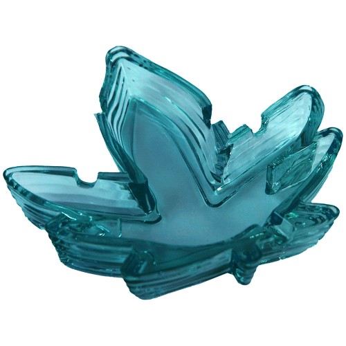 Pot Leaf Blue Glass Ashtray