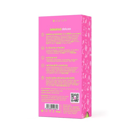 Masajeador B Swish Bdesired Deluxe Rosa - 6 Funciones y Resistente al Agua