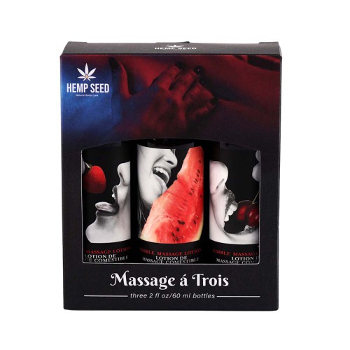 Set de regalo de lociones comestibles Earthly Body Massage-a-Trois