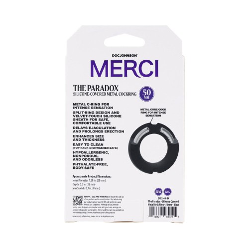 C-Ring de Metal Cubierto de Silicona Merci Paradox para Placer Aumentado