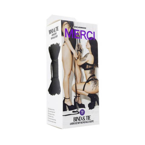 Merci Bind & Tie 6mm Hemp Bondage Rope 50 ft Black