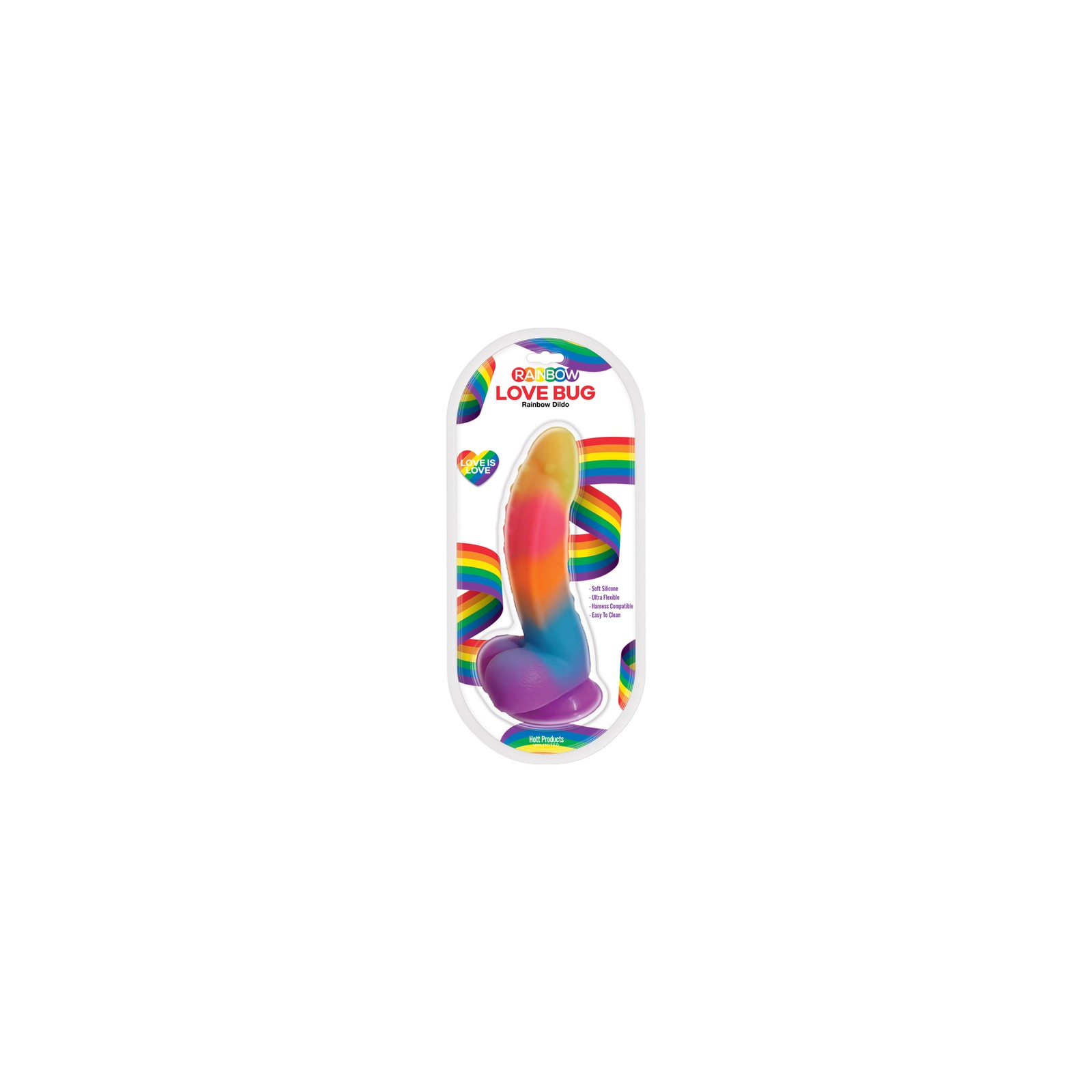 Rainbow Love Bug 7 Inch Silicone Dildo