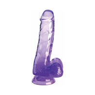 Dildo Transparente King Cock de 6in con Testículos Morado