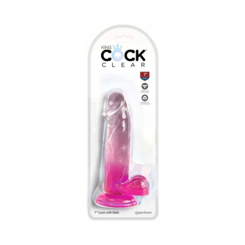 King Cock Dildo 7 Pulgadas Transparente con Testículos