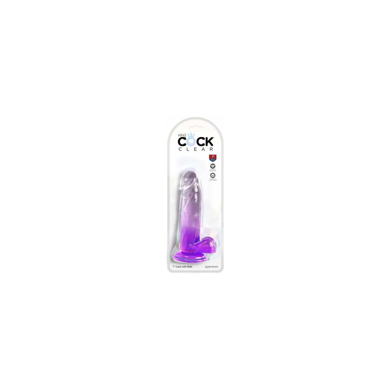 King Cock Clear 7-inch Purple Dildo