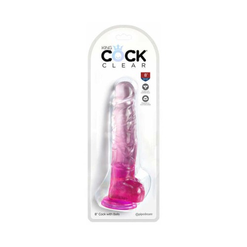 Dildo King Cock Clear de 8in con Bolas para Placer Realista