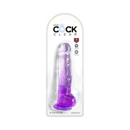 Dildo Púrpura King Cock Clear de 8 pulgadas en Línea