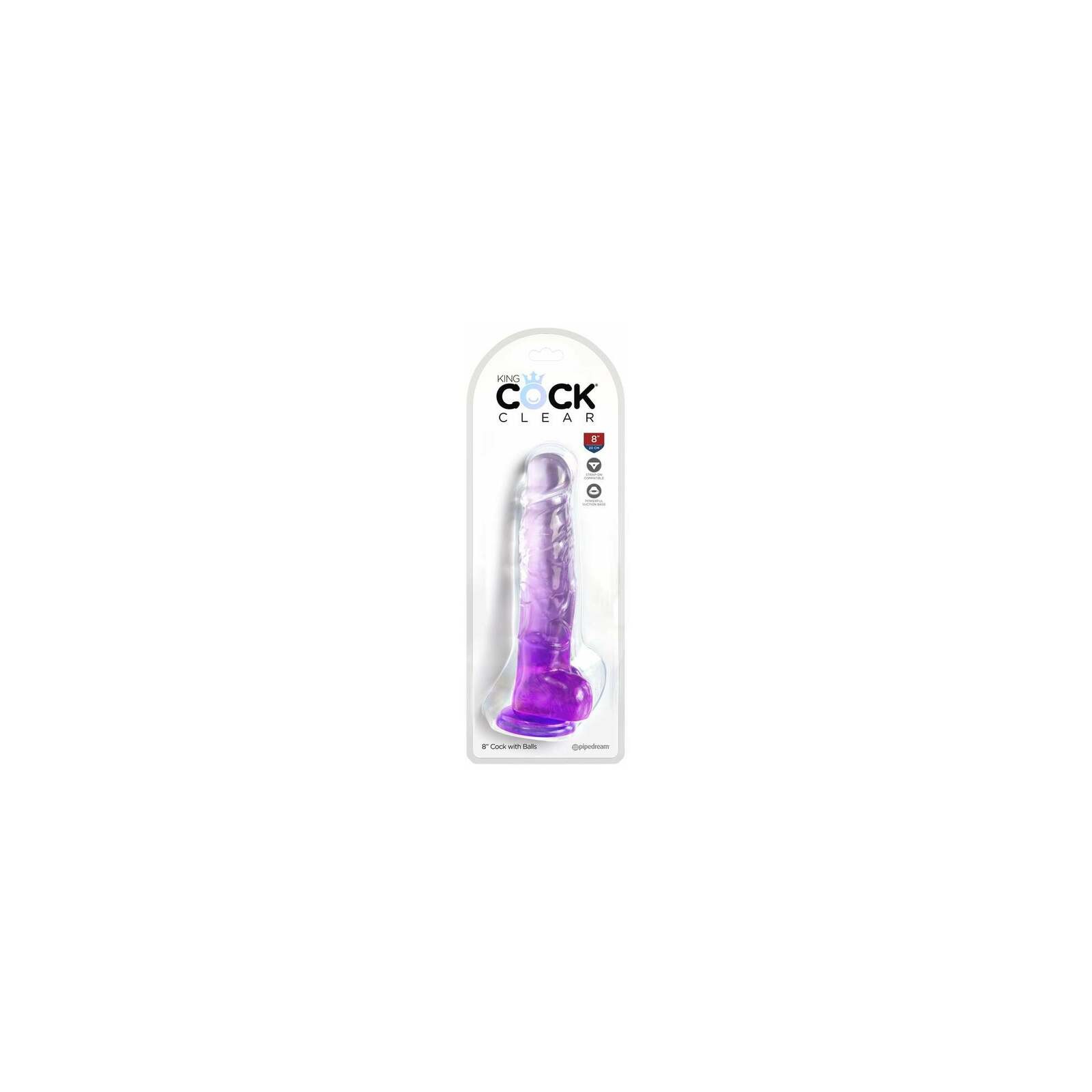 Dildo Púrpura King Cock Clear de 8 pulgadas en Línea